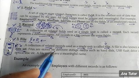 File Management System | Fields, Records and Files | ics 12th Class Computer Science Chapter 2