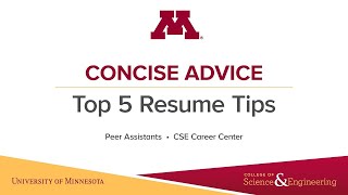 Concise Advice: Top 5 Resume Tips - UMN CSE Career Center
