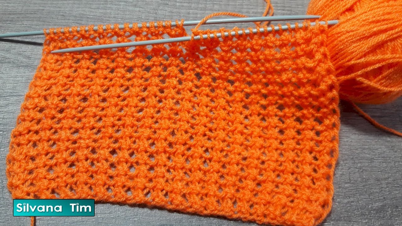 Punto Fácil Calado Tejido a dos agujas. Tutorial con el paso a paso № 733