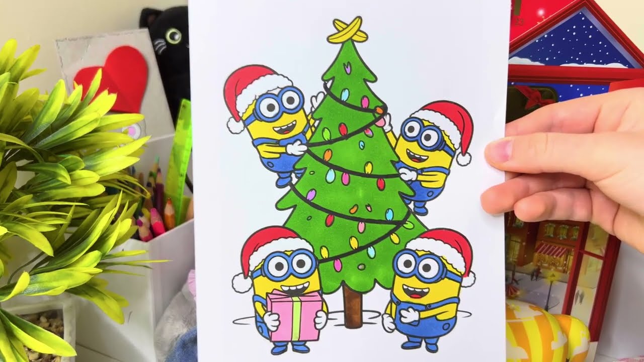 Cute Minions Christmas Coloring | Relaxing Holiday Art for a Happy New Year 🎄