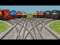 🎁8 Trains Run Back To Back On Bumpy Curves Railroad|train game video| toys for kids #raillive