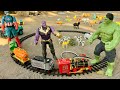 👊Aaj Hulk Chalti Hui train ko thanos se bacha payega?gadi wala cartoon |Hulk Vs thanos 👊🚂🟢🟣