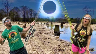 Fishing the DRAINING LAKE During The TOTAL SOLAR ECLIPSE! It Made Them GO CRAZY! (Arkansas Totality)