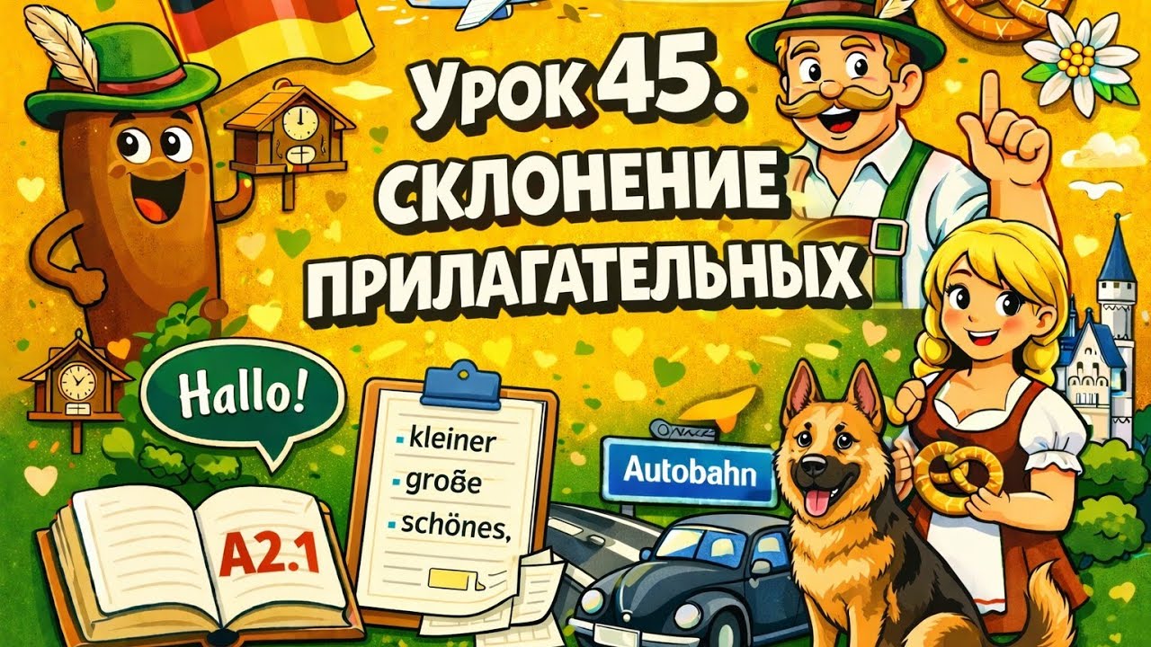 Урок 45. Склонение прилагательных. Немецкий с удовольствием.