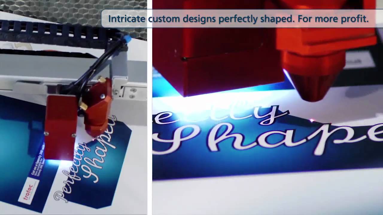Laser cutting printed paper pop up & printed acrylics - Trotec Speedy 300 with i-cut® - YouTube