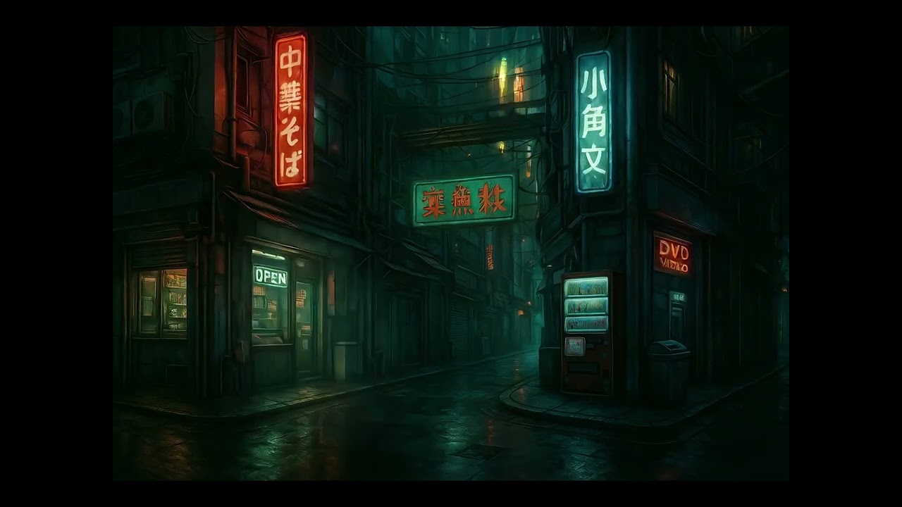 Dark Cybercity Screensaver | Futuristic Neon Cityscape with Chill Ambient Music |