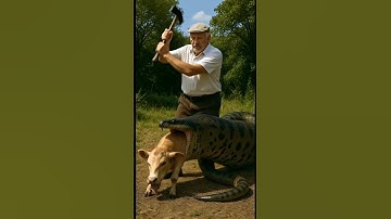Will the old man manage to save the cow from the snake?🐄🐍❓노인이 소를 뱀에게서 구해낼 수 있을까? #rescue #cow #snake