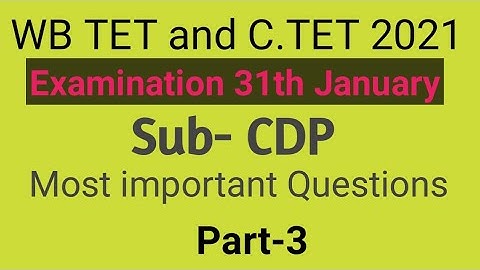 Most expected Questions of CDP for WB TET & C.TET 2021 part-3 by Taufique Ansari