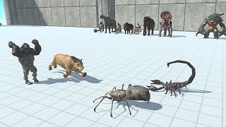 2 VS 2 MUTANT WITH PREHISTORIC MAMMALS VS ALIENS WITH INVERTEBRATES - Animal Revolt battle Simulator