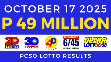Lotto Result Today 9pm PCSO October 17 2025