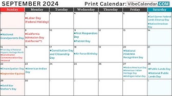 September 2024 Calendar with Holidays and Observances (All) #holiday #calendar #september thumbnail