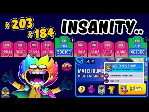 INSANE 60 players Match Rumble Mighty Mushrooms plus Rainbow plus Super Sized | Match Masters