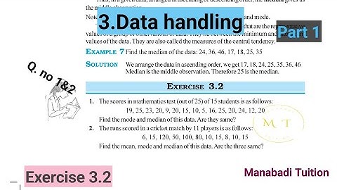 7th class maths|Chapter 3|🤷‍♀️Data Handling| 💁Exercise 3.2| Q no 1&2| part 1|with notes|