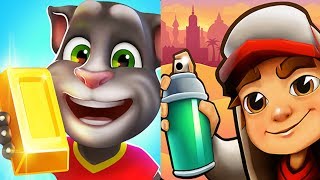 Talking Tom Gold Run VS Subway Surfers Hawaii Android iPad iOS Gameplay HD screenshot 5