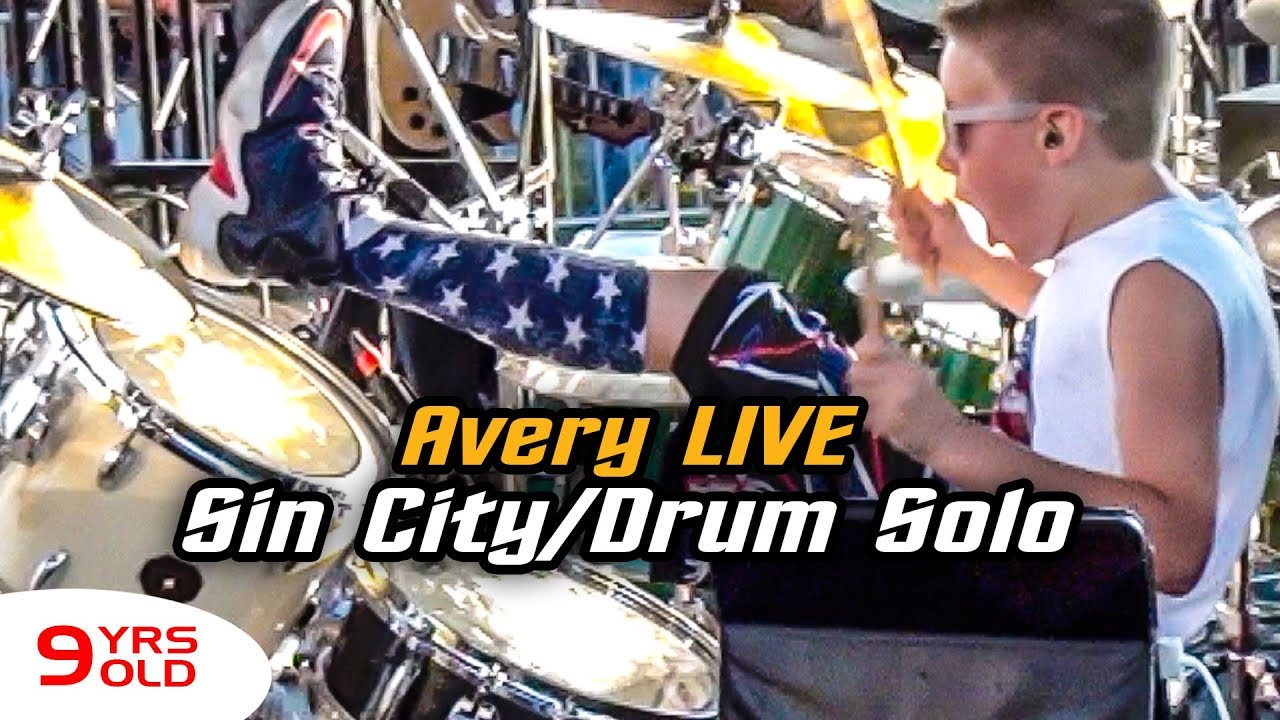 Sin City & Drum Solo (LIVE) Song Cover (9 year old Drummer) Avery Drummer Molek - Big Jack