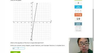 IXL Algebra 1 S8: Slope-intercept form: write an equation from a graph