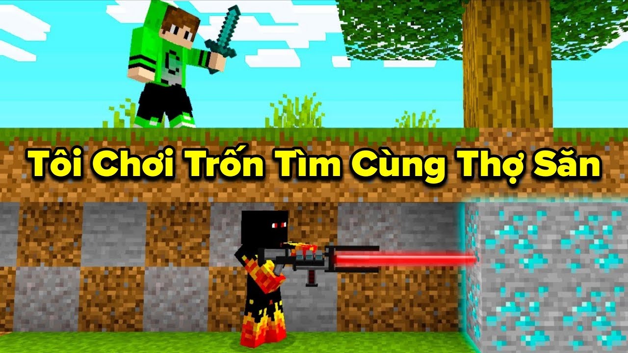 Tôi Dùng Súng Laser Đối Đầu Thợ Săn Trong Minecraft!