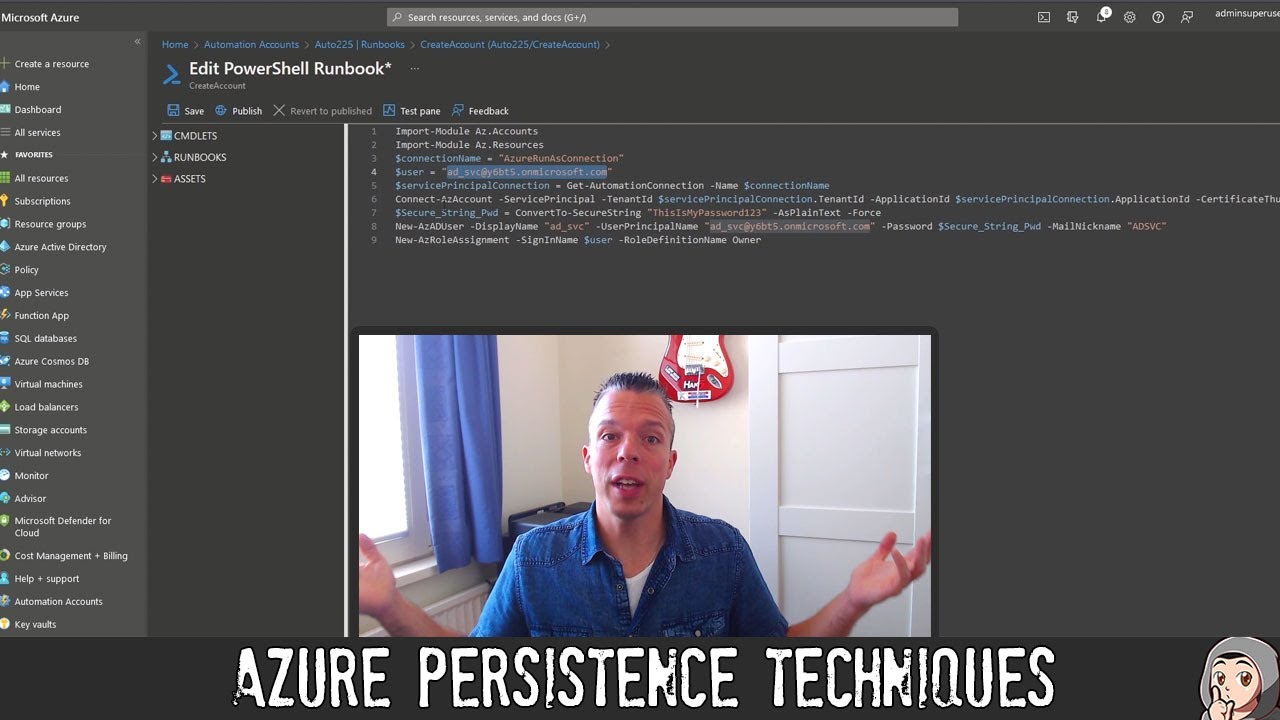 ED92 - Azure Persistence Techniques - YouTube