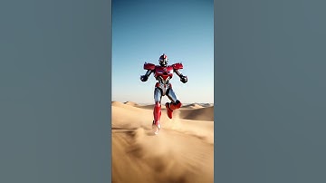 Red sports car, sudden stop in the desert, transforming into a robot. 赤いスポーツカー、砂漠で急停止、ロボットに変身#robot