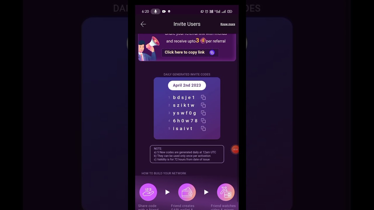 Today chingari referral code invite code activation code