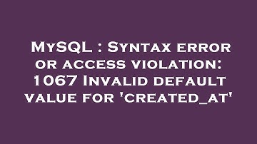 MySQL : Syntax error or access violation: 1067 Invalid default value for 