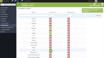 How to set the left or right column in Prestashop 1.6