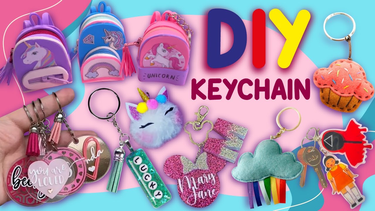 3 DIY: HOW TO MAKE PLUSH POMPOM KEY CHAIN + UNICORN AND HEART POMPOM 