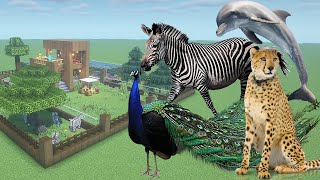 How To Make a Cheetah, Dolphin, Peacock, and Zebra Farm in Minecraft PE