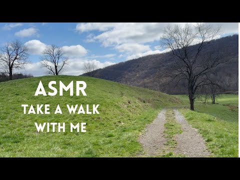 ASMR Take A Walk With Me 😊⛅🌿 (green fields, blue skies, nature sounds, dog playing in the creek)