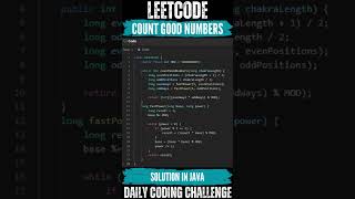 LeetCode : 1922. Count Good Numbers💛🖤Solution link👇🏻🔗 #leetcode #java #coding #trending #shorts