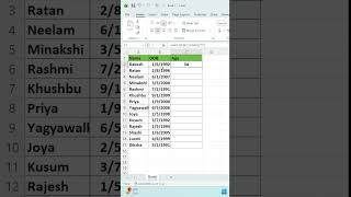 “DOB डालो और Age अपने आप निकालो 😍 | Excel Formula Trick” #shorts #npstudyzone