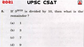 If 3^2019 Is Divided By 10, Then What Is The Remainder ? | Number System | UPSC CSAT | UPSC PRELIMS