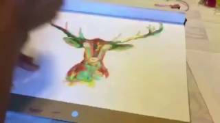 How to paint a Reindeer Acrylic on paper by Carol Mallillin Tsiatsios.