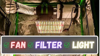 how to install & hang vivosun inline fan & carbon filter on grow tent & hang koray led grow light
