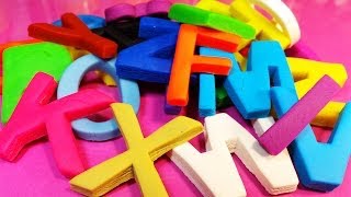 Let’s Learn New Words with Alphabet and Colors | Cut Play Doh with Plastic Molds for Preschoolers