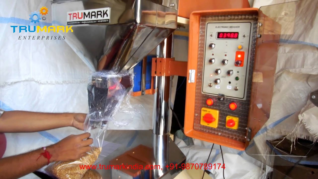 semi automatic weigh filler , grain filling machine, cashew filler, spice filler, rice packing