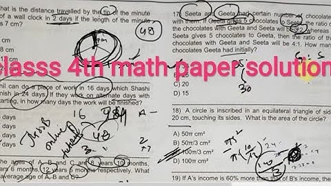 Math paper  jkssb class 4th 28 feb 2021