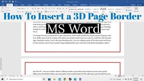 How To Insert 3D Page Border in Microsoft Word | MS Word 3D Border | Add 3D Border in Word