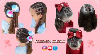 Penteados Fáceis com Liguinhas para Meninas | Easy Hairstyles with Rubber Bands for Girls 🥰
