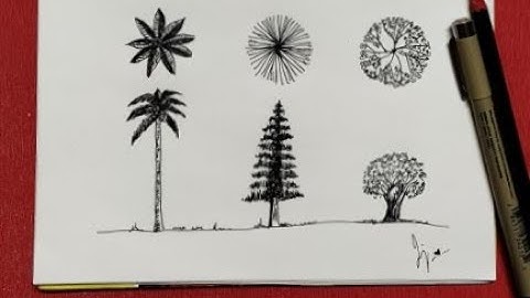 How to draw trees-in plan & elevation-architecture & landscape design--b&w manual sketching-part 2