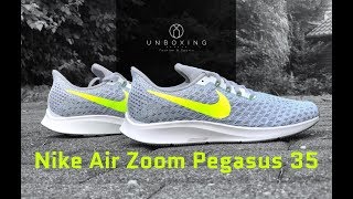 Nike Air Zoom Pegasus 35 ‘Volt-Gunsmoke’ | UNBOXING & ON FEET | running shoes | 2018 | 4K