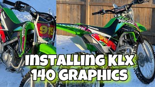 KLX 140 - INSTALLING GRAPHICS KIT #motocross #motovlog #2022 #klx #kawasaki