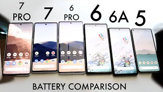 Google Pixel 7 Vs Pixel 7 Pro Vs Pixel 6 Vs Pixel 6 Pro Vs Pixel 6A Vs Pixel 5 Battery Comparison