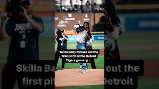 Skilla Baby throws out the first pitch at the Detroit Tigers game 🔥🎵