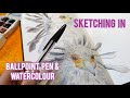 Sketching time  ballpoint pens for ink  wash  pentel and caran dache waterbrushes