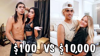 $100 VS $10,000 COUPLES OVERNIGHT SURVIVAL CHALLENGE!