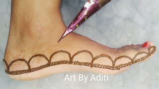 सावन के लिए पैरों में लगाए सूंदर मेहंदी डिजाइन || Beautiful feet mehndi designs|| Art By Aditi