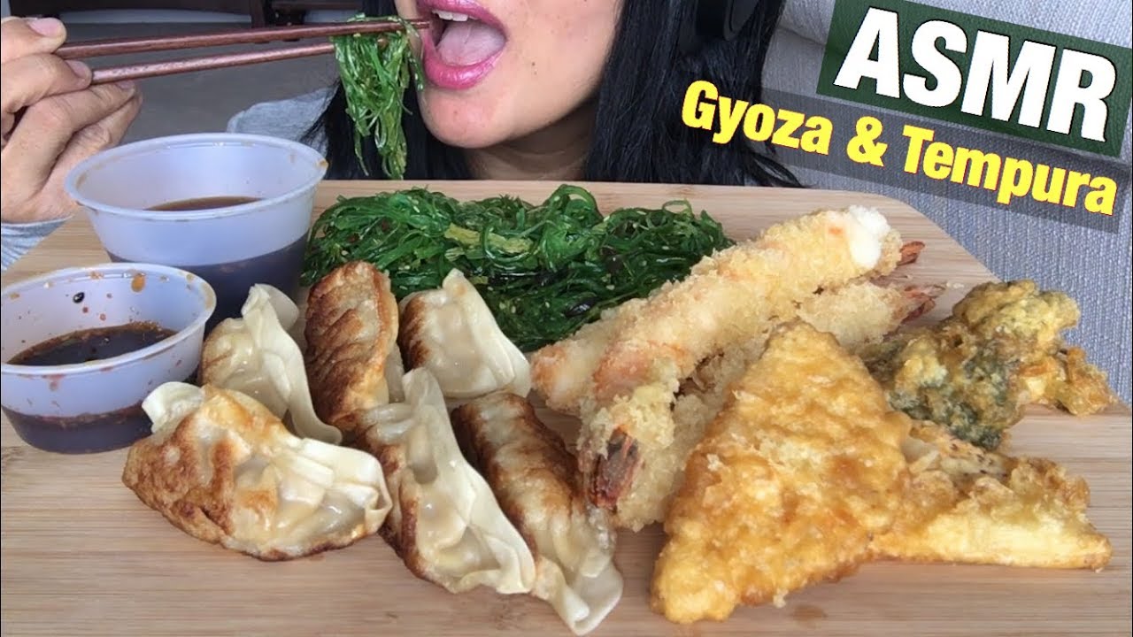 ASMR GYOZA & TEMPURA SOFT CRUNCHY Eating sounds (No talking) YouTube