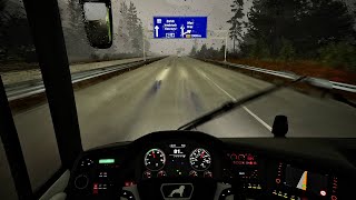 Relaxing Bus Driving in the Rain | MAN Lion's Coach | Fernbus Simulator - Gameplay 4K
