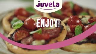 Gluten Free Chorizo, Black Olive & Tomato Tarts Recipe | Juvela Gluten Free